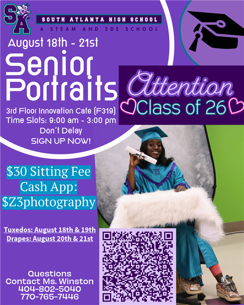 Sign up for August 2025 Senior Portraits. The dates are August 18th-21st.